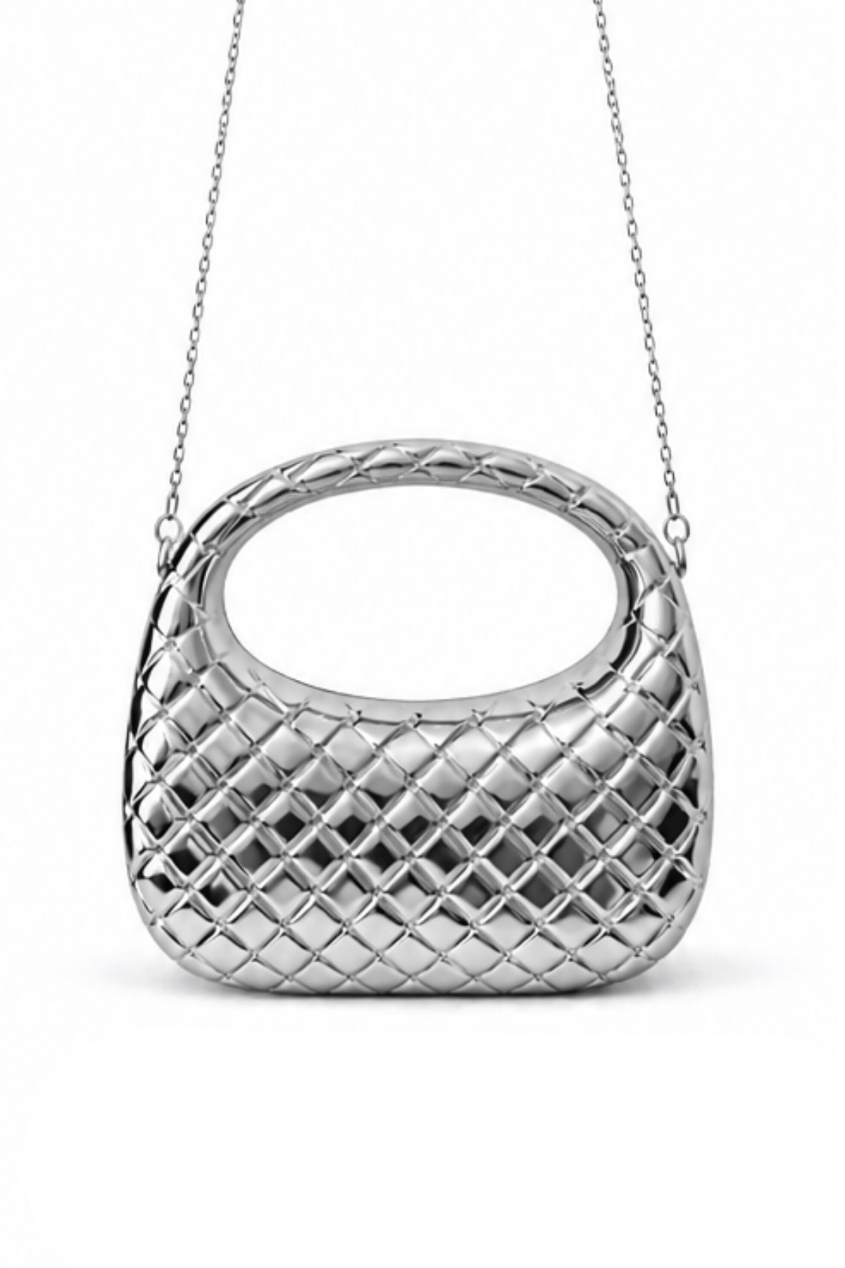 Weave Örgü Dokulu Silver Zincir Askılı Çanta