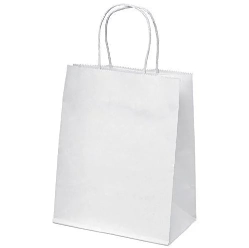Burgu Saplı Beyaz Kağıt Çanta 25x12x31 25 Adet