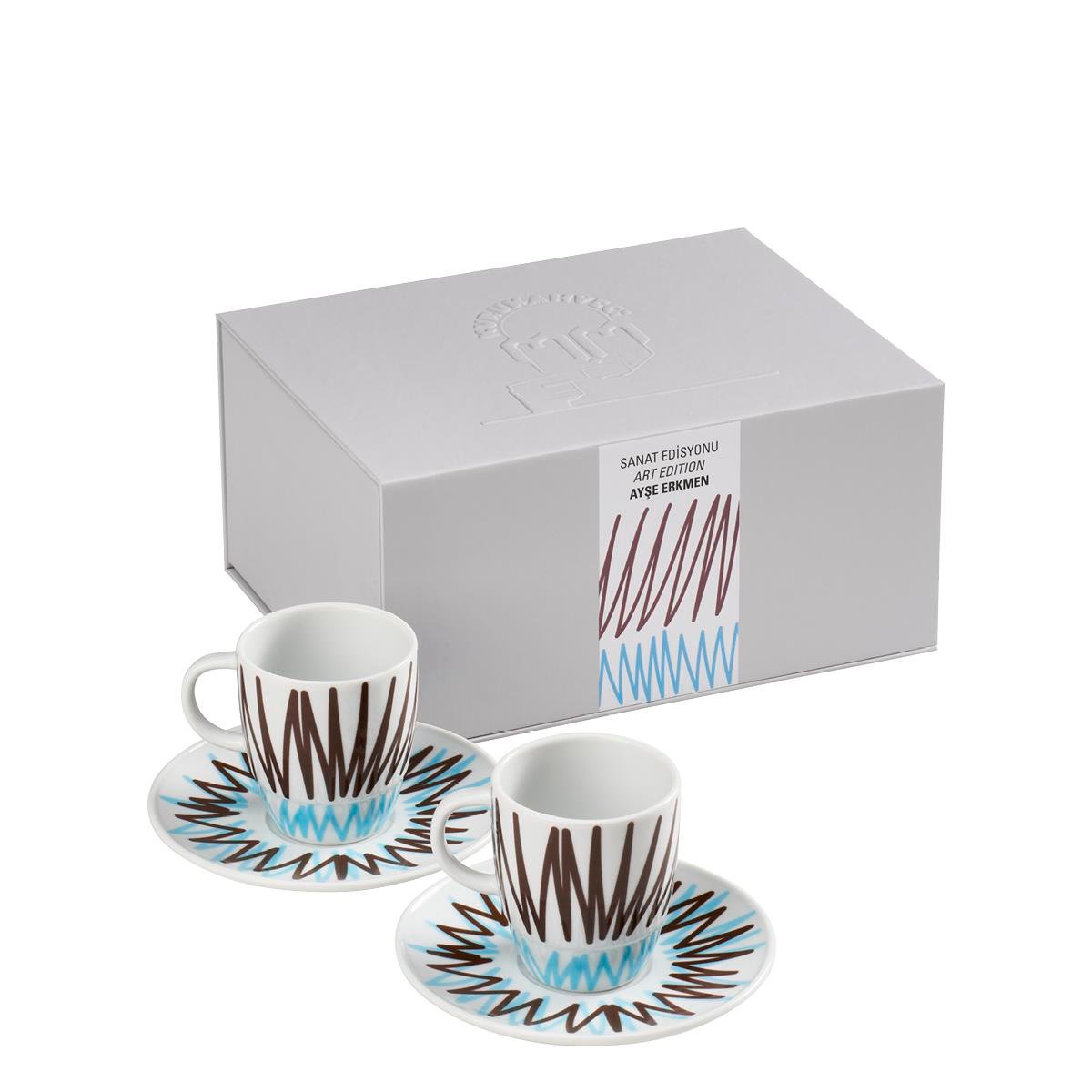 Sanat Edisyonu Ayşe Erkmen Serisi 'Zikzak' 2li Fincan Seti