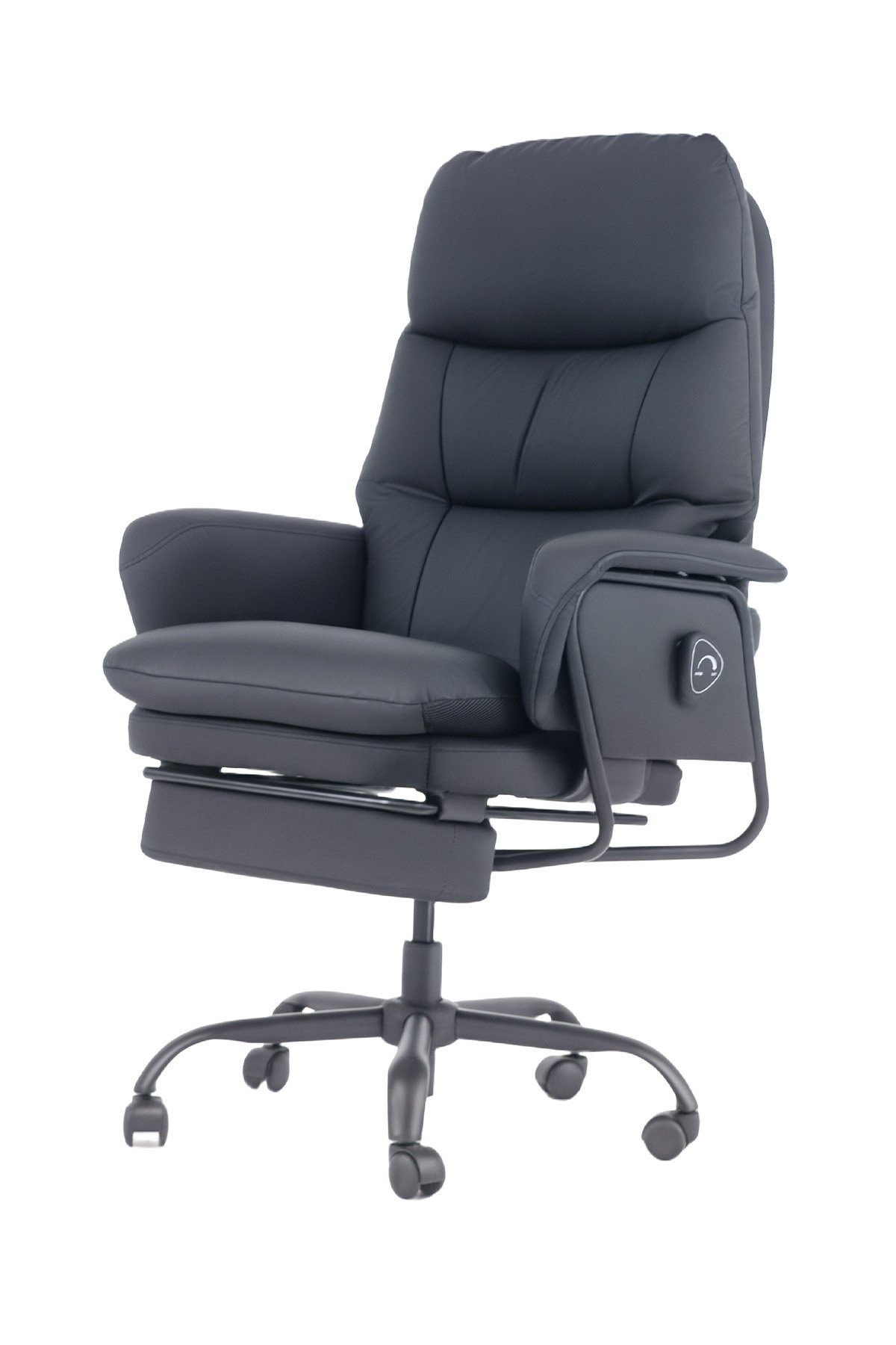 Serene Ayak Uzatmalı Ergonomik Yönetici Ofis Koltuğu - Siyah Deri