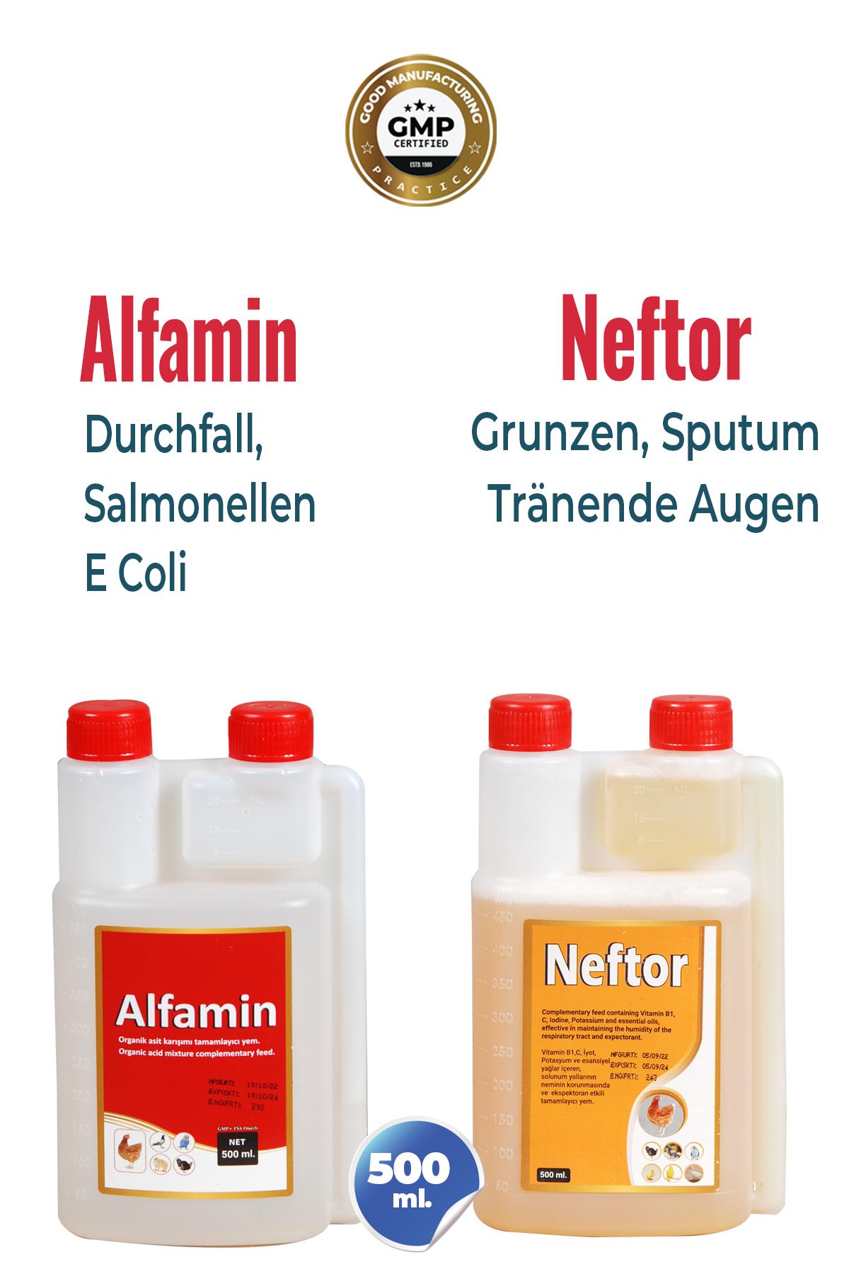 Geflügel 2er-Set 500ml Neftor Keuchhusten 500ml Alfamin Durchfall 