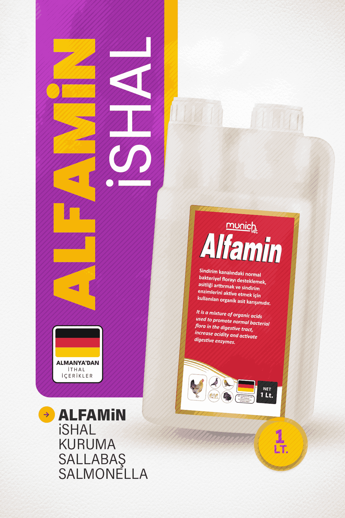 Munich Vet Alfamin İshal Sallabaş ve Kuruma Ürünü 1000 ml