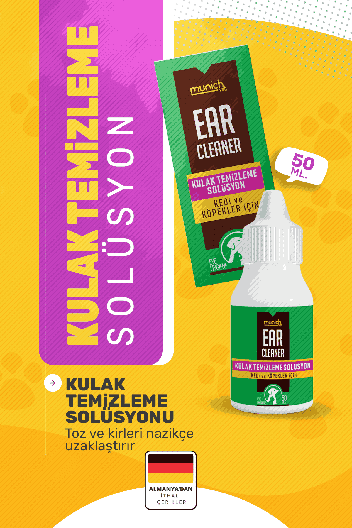Munich Vet Ear Clean Kedi Kulak Temizleme Solüsyonu 50 ml
