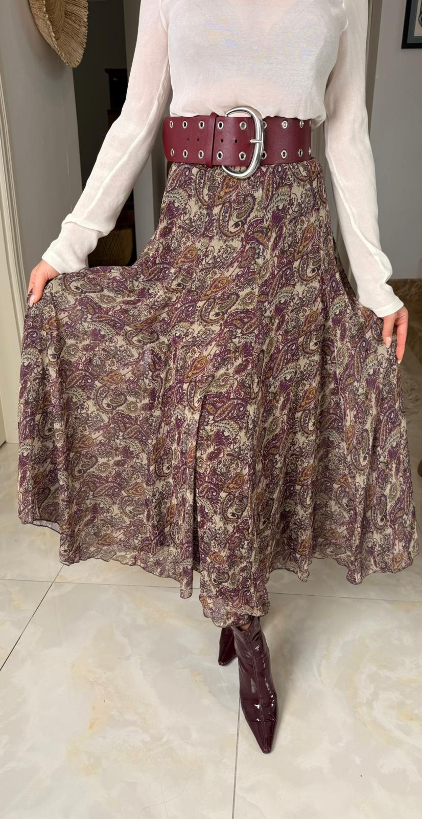 Desenli Midi Etek