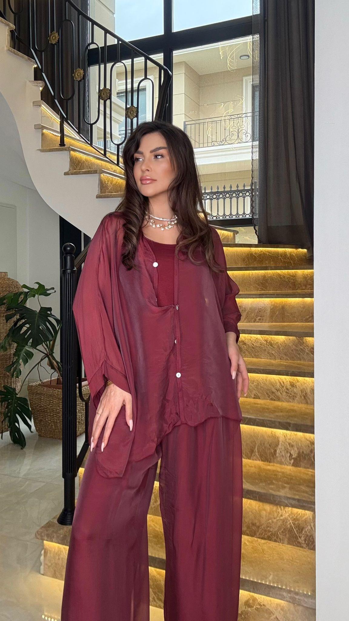 DÜZ DESEN İPEK TAKIM 04 BORDO STD