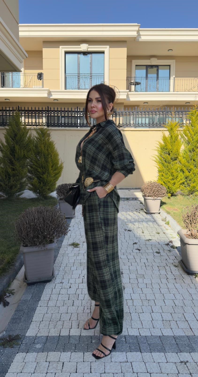 Ekoseli İpek Takım