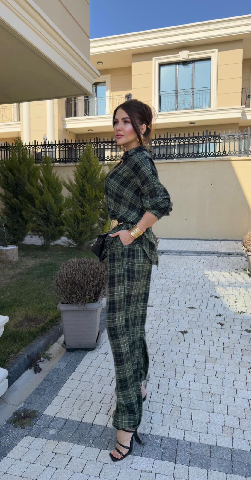 Ekoseli İpek Takım