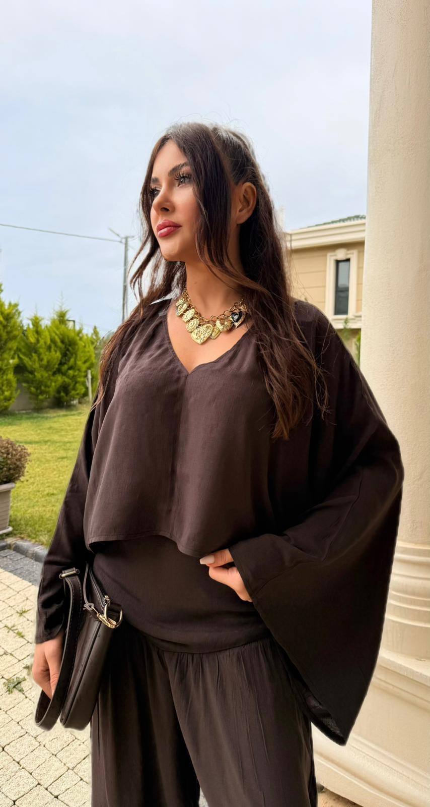 Şalvarlı Keten Takım