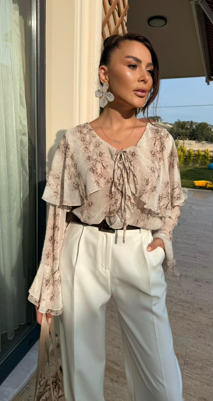 YILAN DESEN ŞİFON BLUZ
