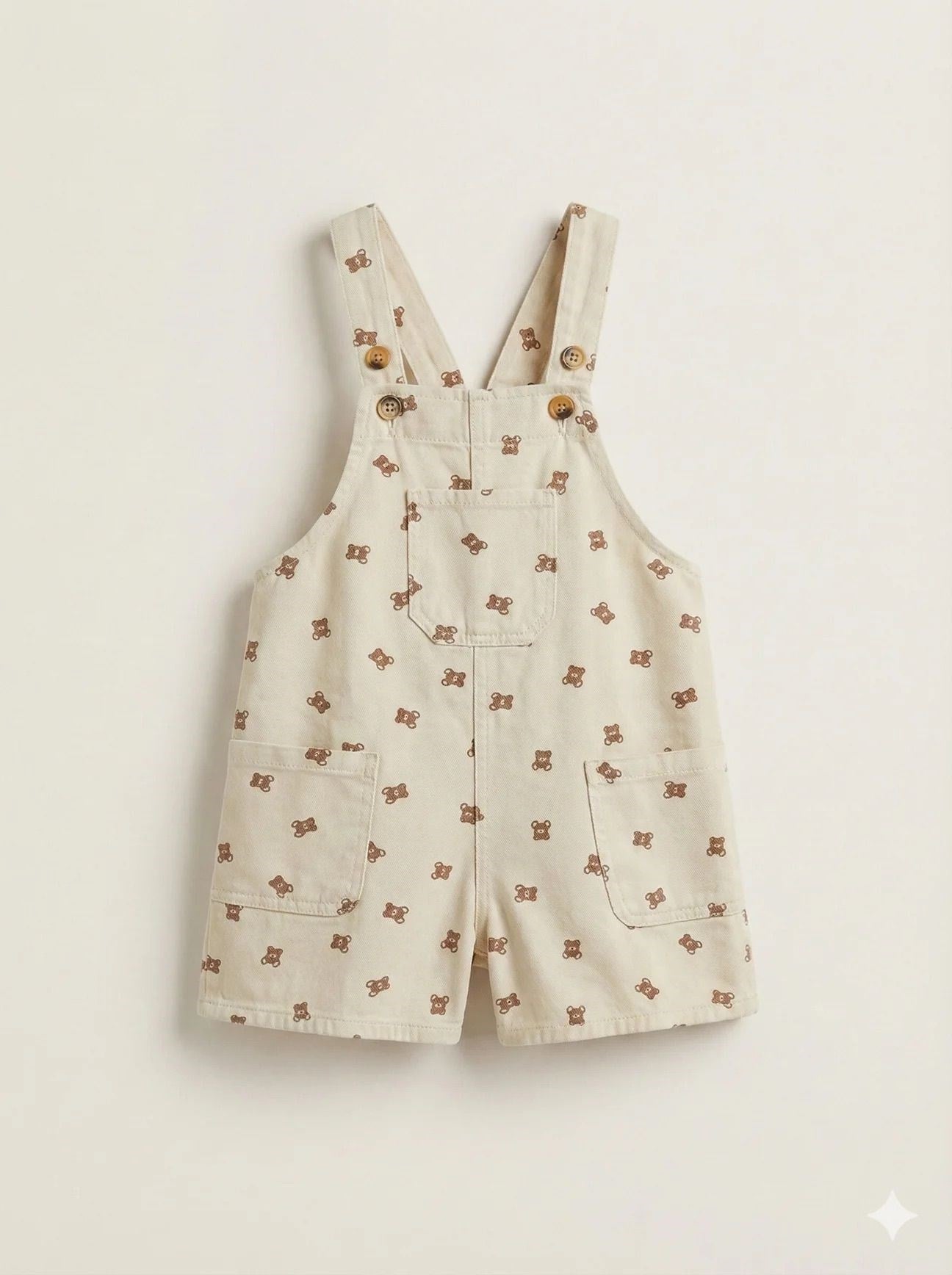 Unisex Çocuk Bear Salopet Pamuk Bebek Tulum Günlük Rahat Salopet 2-7 Yaş