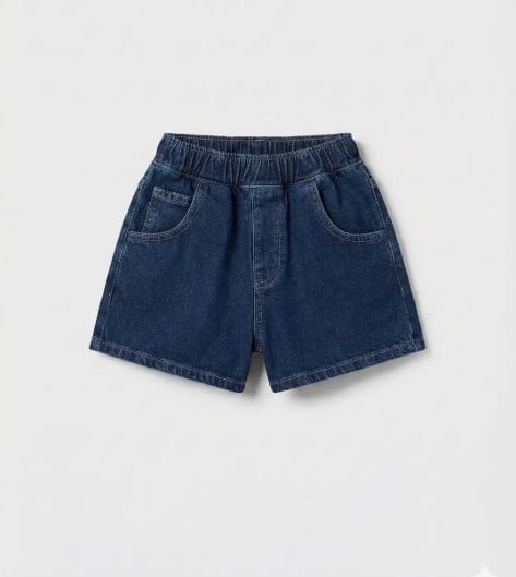 Unisex Çocuk Denim Bermuda Şort Pamuklu Yazlık Rahat Model