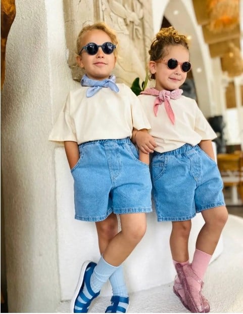 Unisex Çocuk Denim Bermuda Şort Pamuklu Yazlık Rahat Model