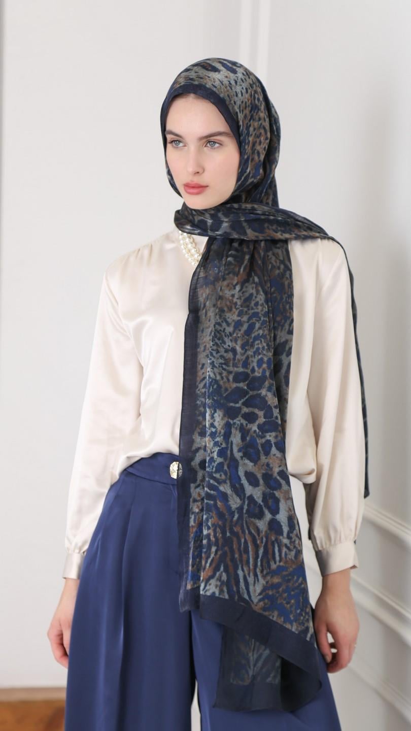 DARK LEOPARD ŞAL LACİVERT