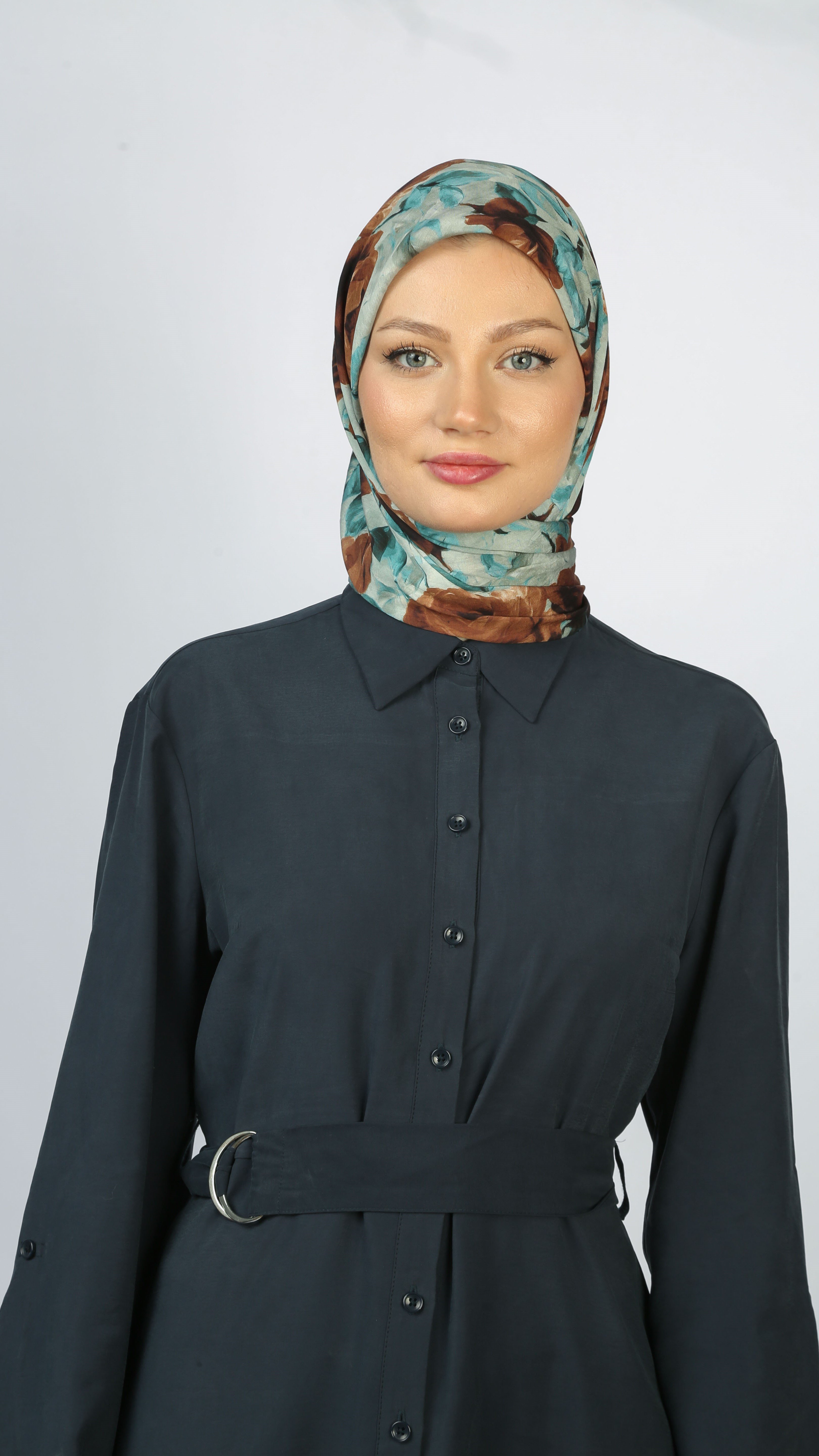 EARTHY FLORAL EŞARP MAVİ