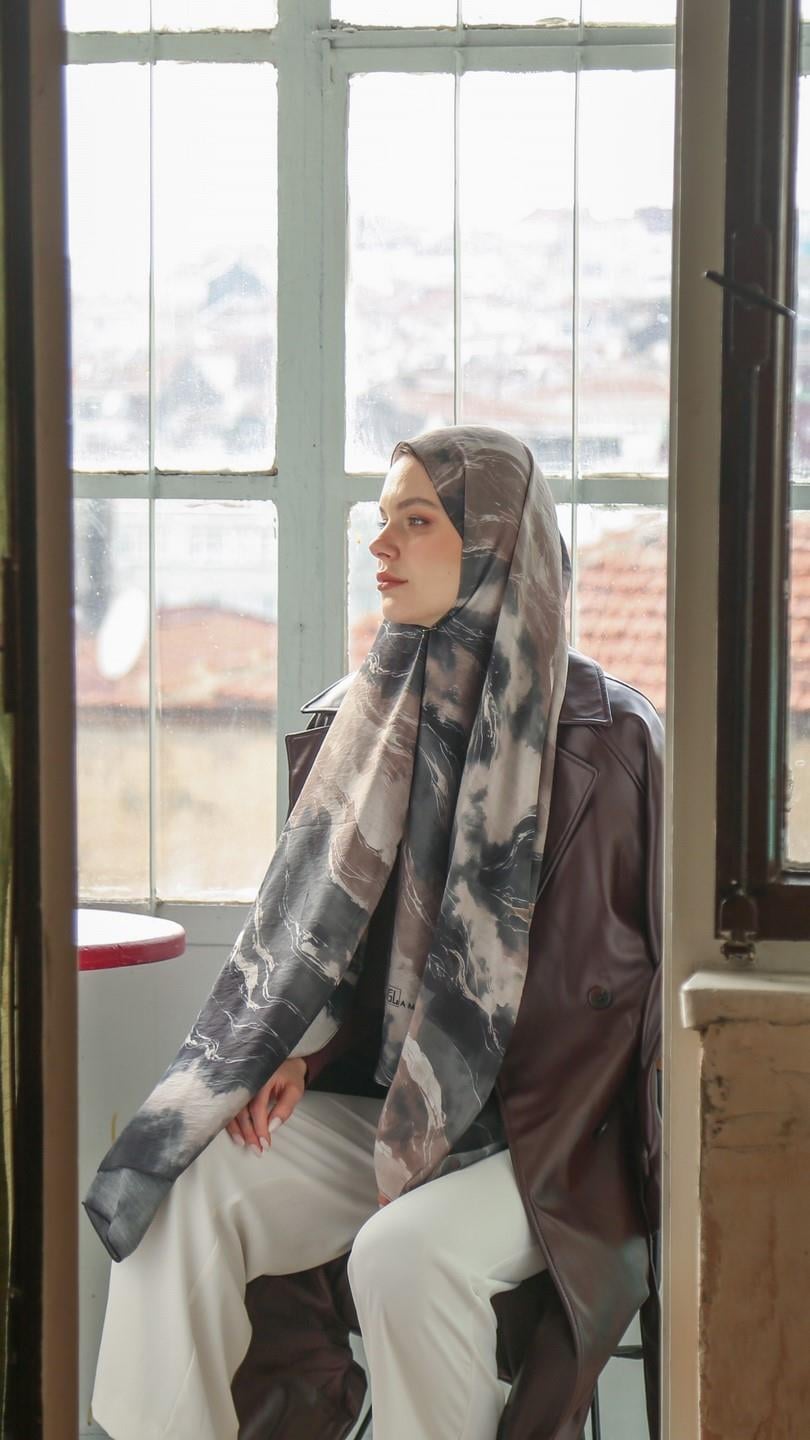 ELYSİA DESEN ŞAL SİYAH BEJ-5