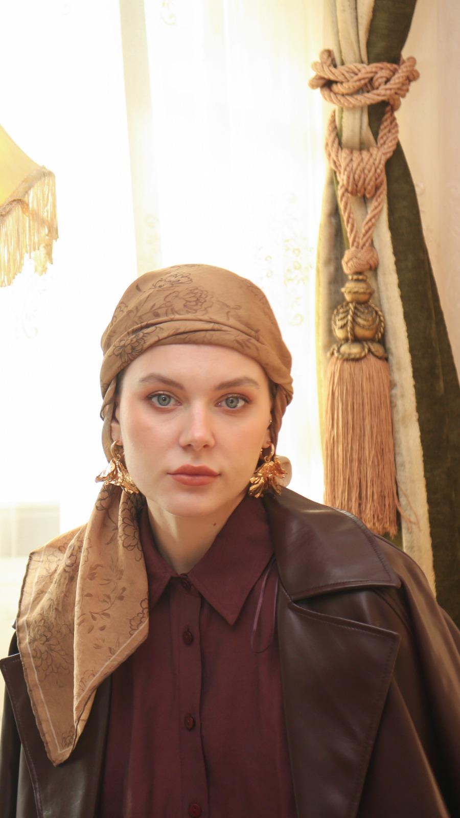 FLEUR DESEN EŞARP HARDAL SARISI-6