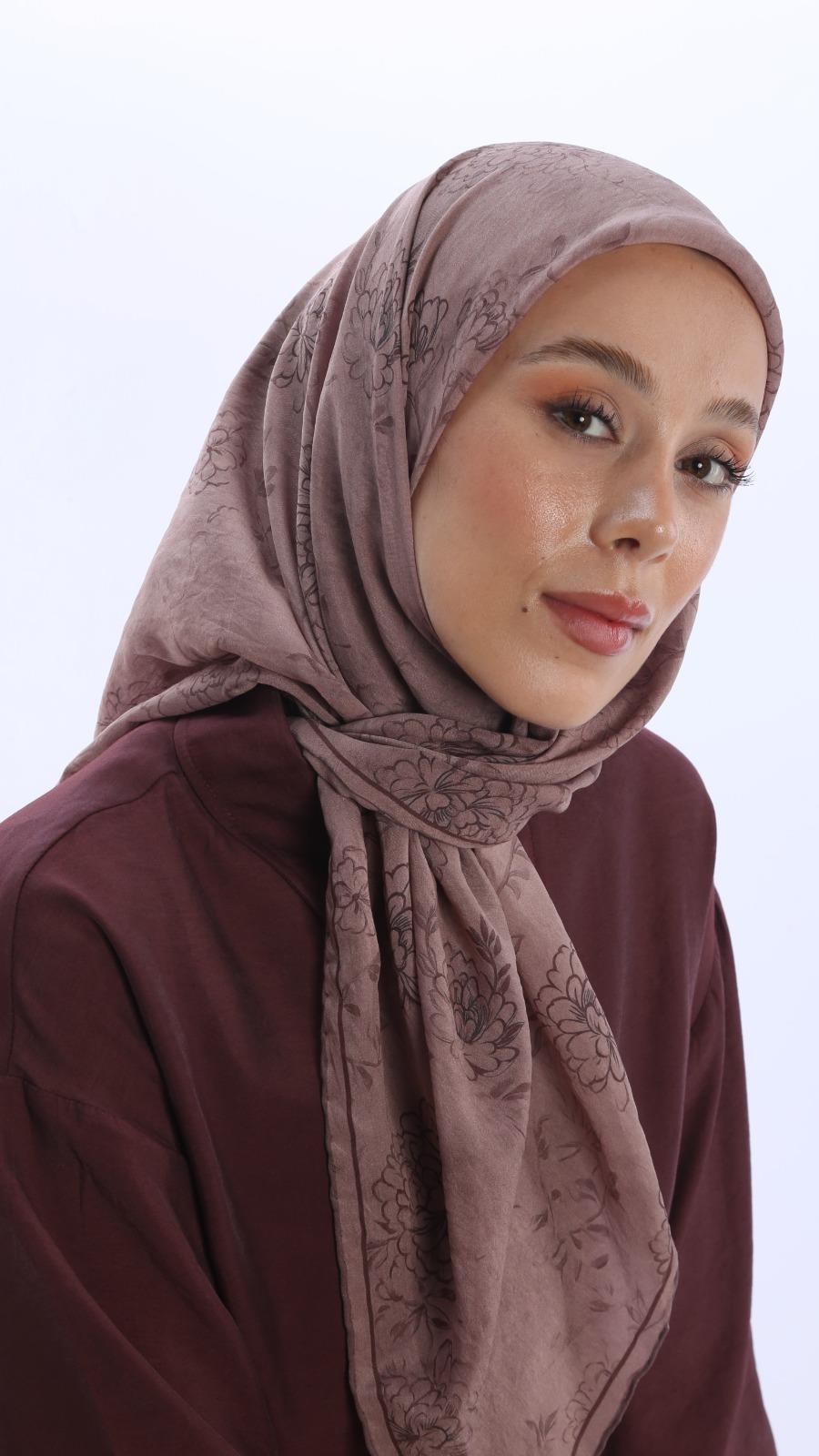 FLEUR DESEN EŞARP SÜTLÜ KAHVE-9