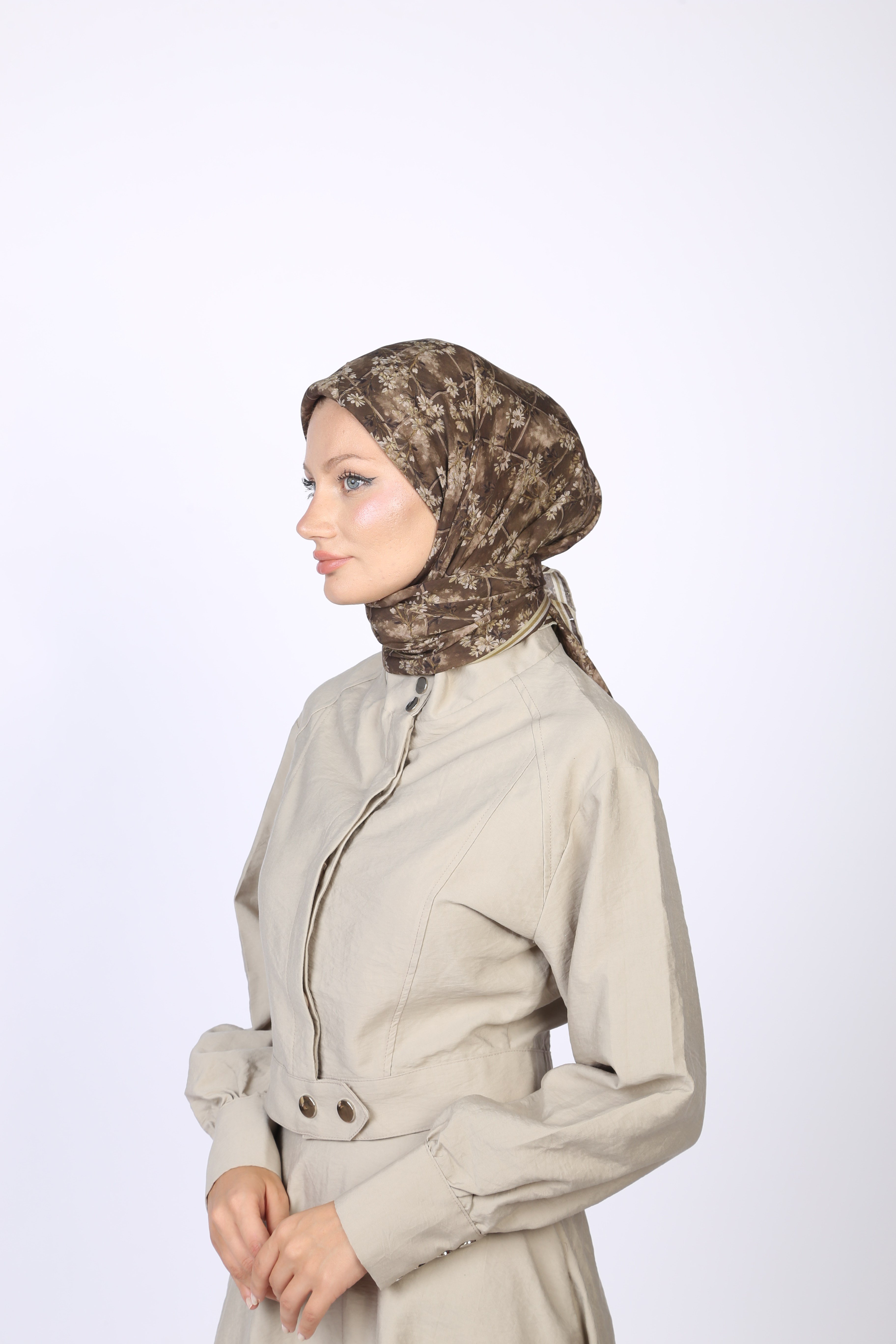Gardenia Desen Eşarp Haki Yeşili