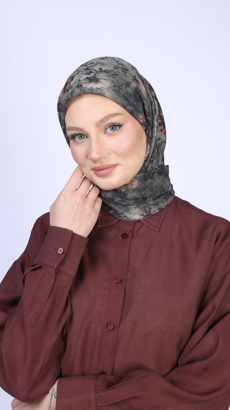 MYSTİC BLOOM DESEN EŞARP ANTRASİT