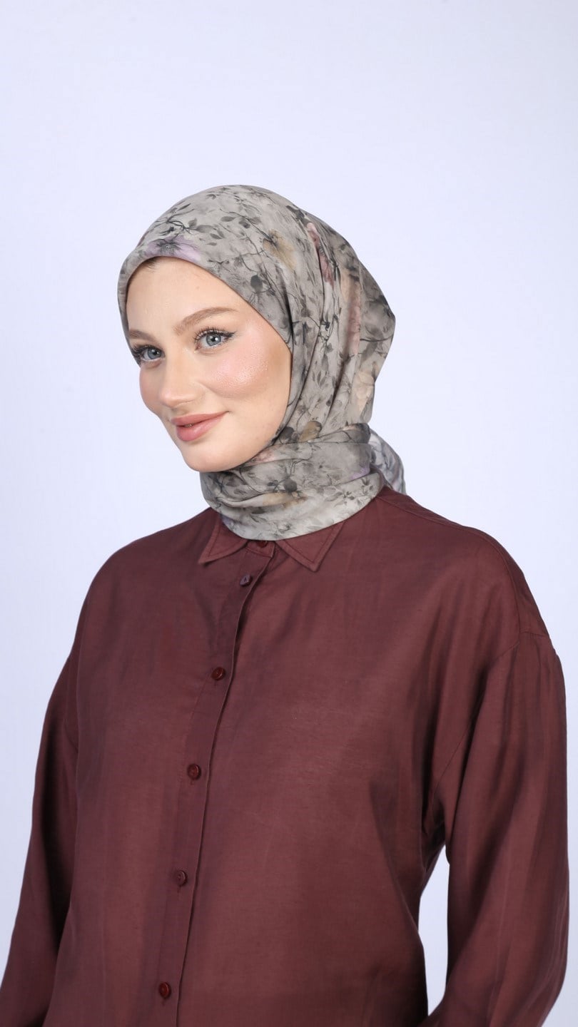MYSTİC BLOOM DESEN EŞARP GRİ