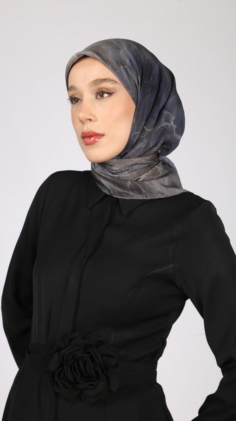 NOİR DESEN EŞARP MAVİ
