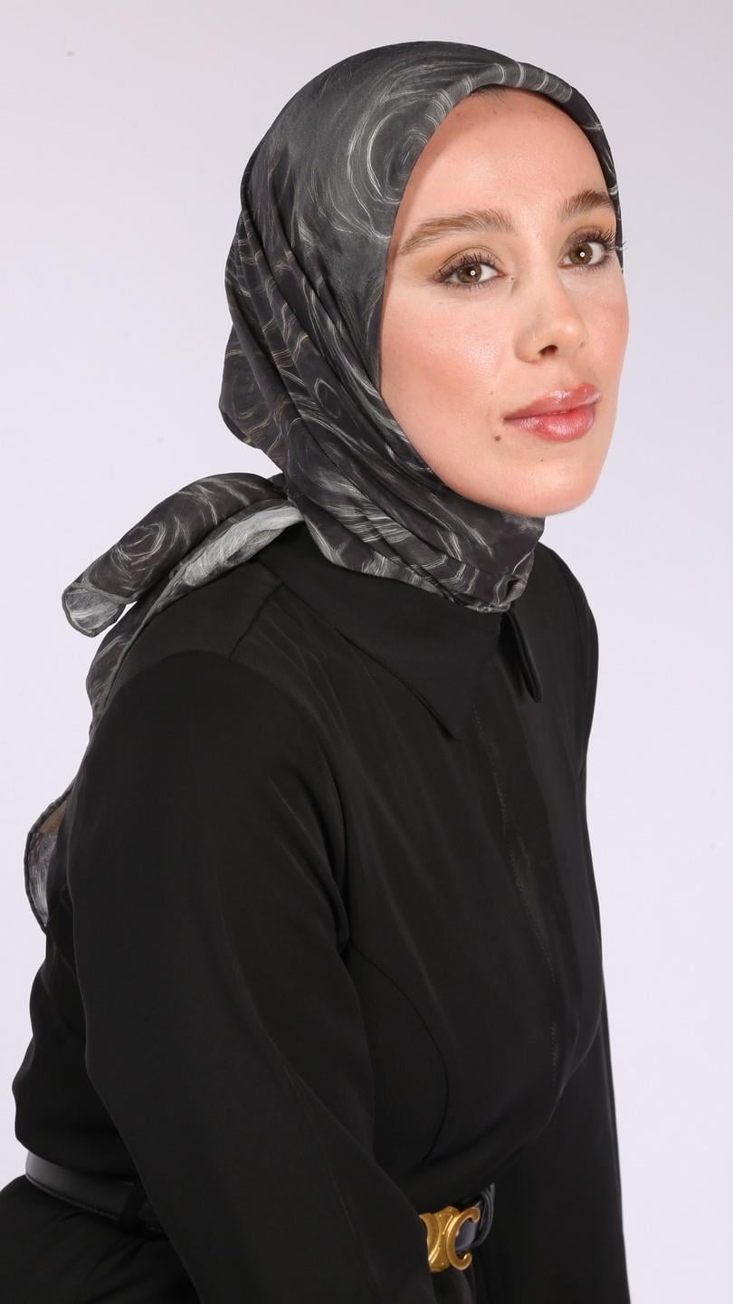 NORA DESEN EŞARP SİYAH-GRİ