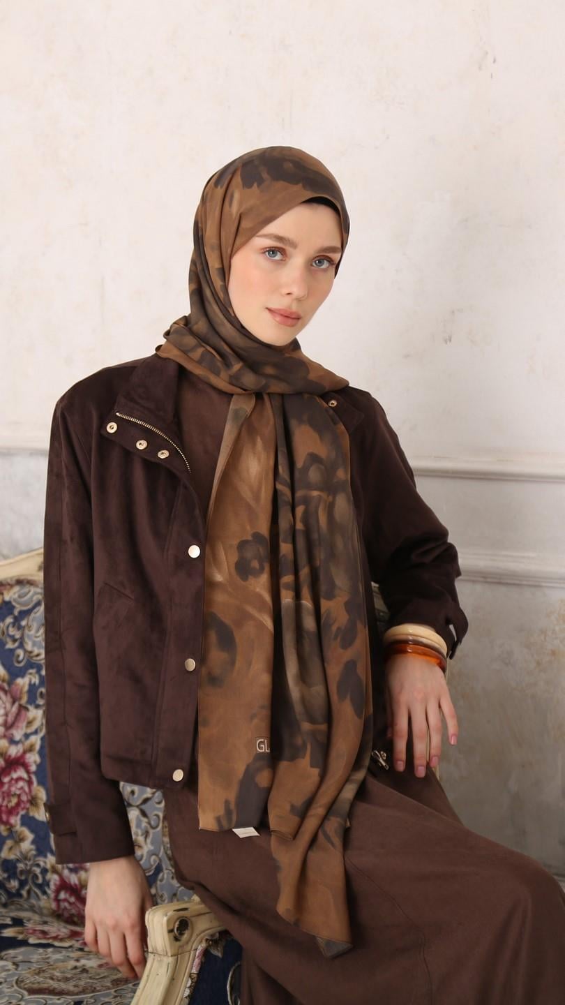 PEONY DESEN ŞAL KÜLLÜ KAHVE