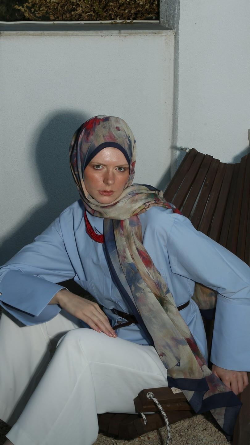 ROSELLE DESEN ŞAL LACİVERT-7