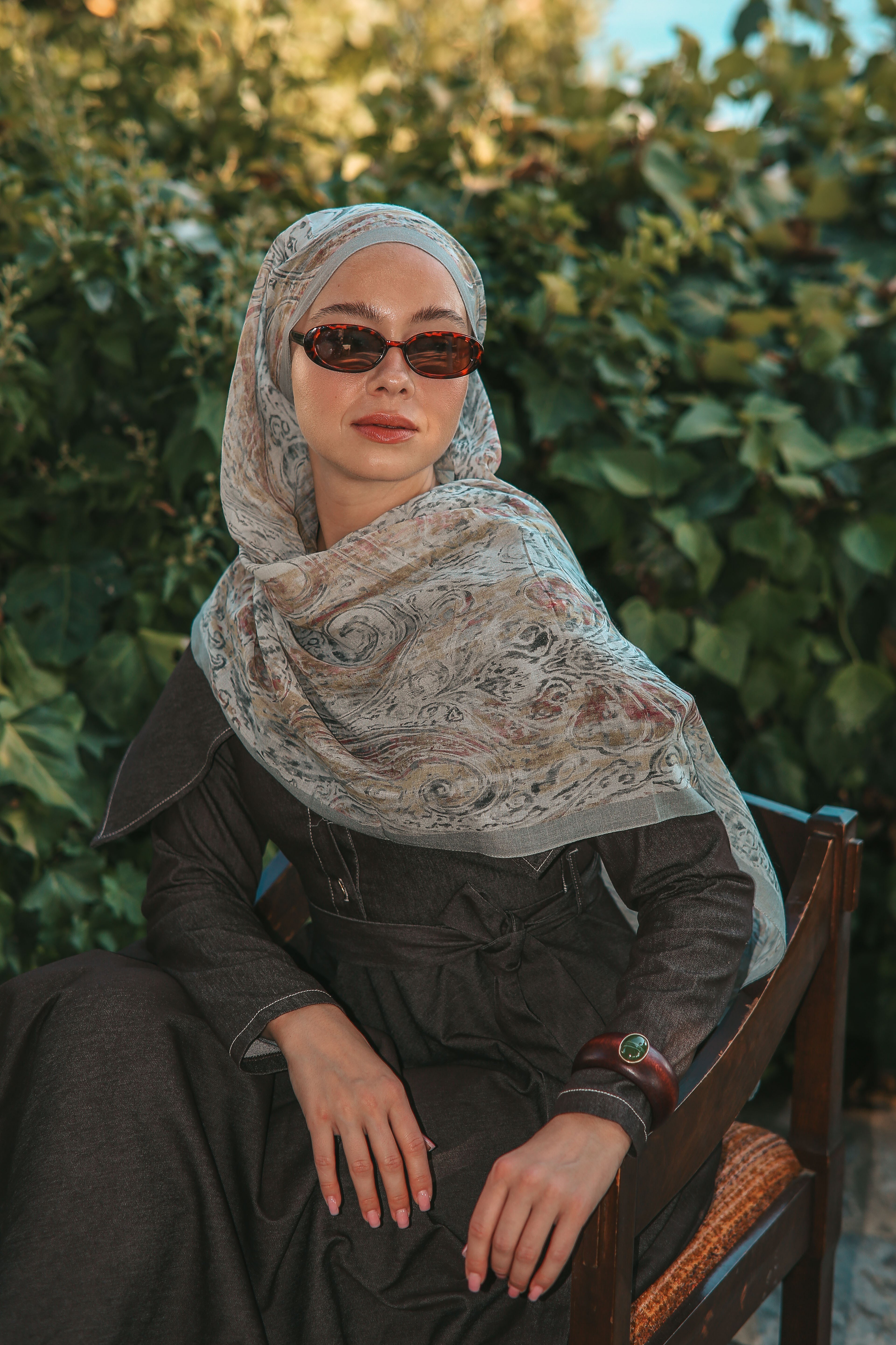SADA DESEN ŞAL-AÇIK GRİ