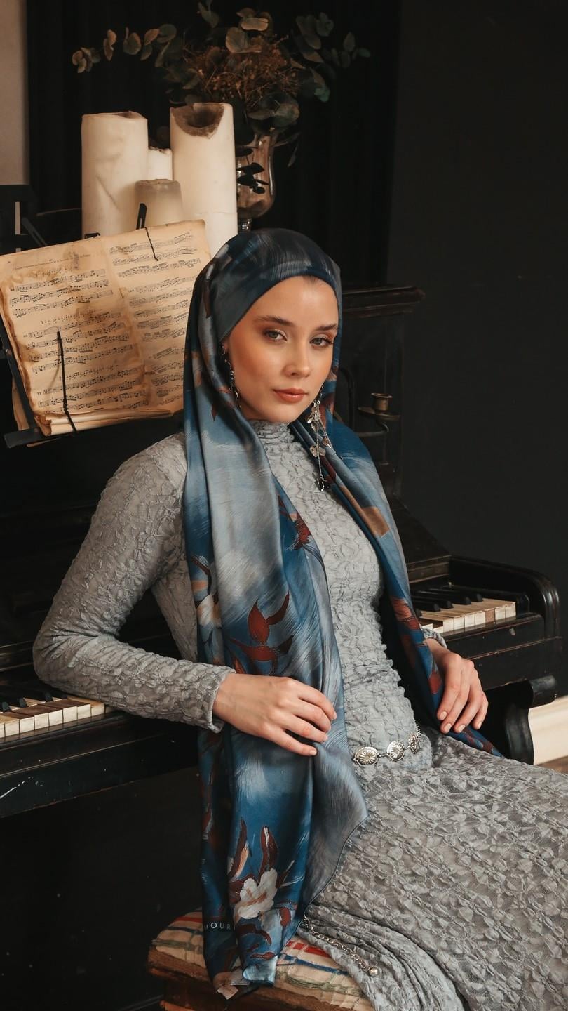 SILVA DESEN ŞAL LACİVERT-5