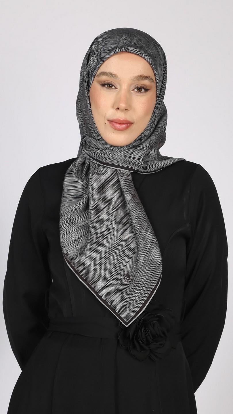 SOLARA DESEN EŞARP SİYAH GRİ