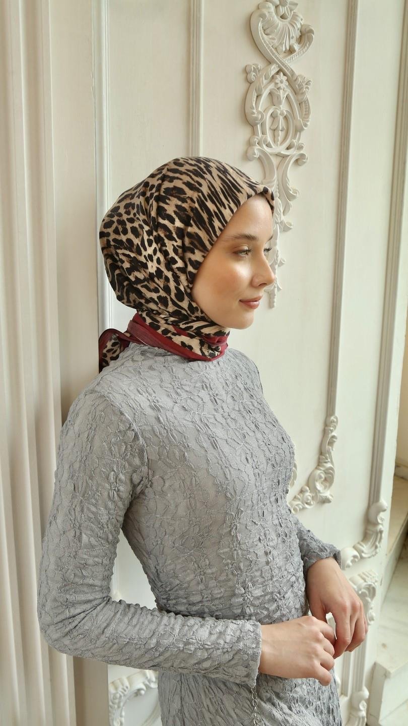 TİGRİS DESEN EŞARP BORDO-1