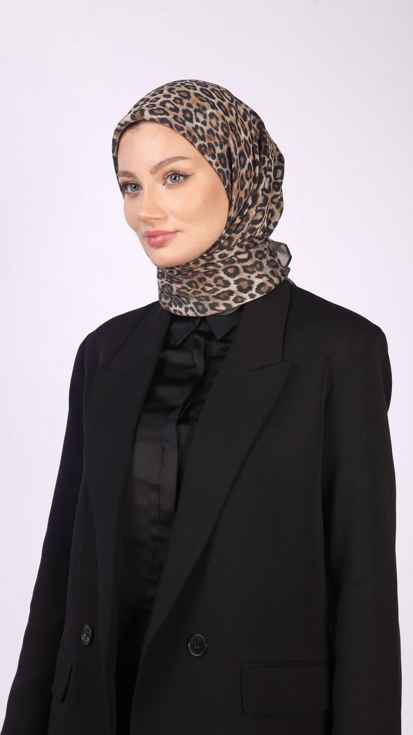 TİNY LEOPARD DESEN EŞARP KAHVE