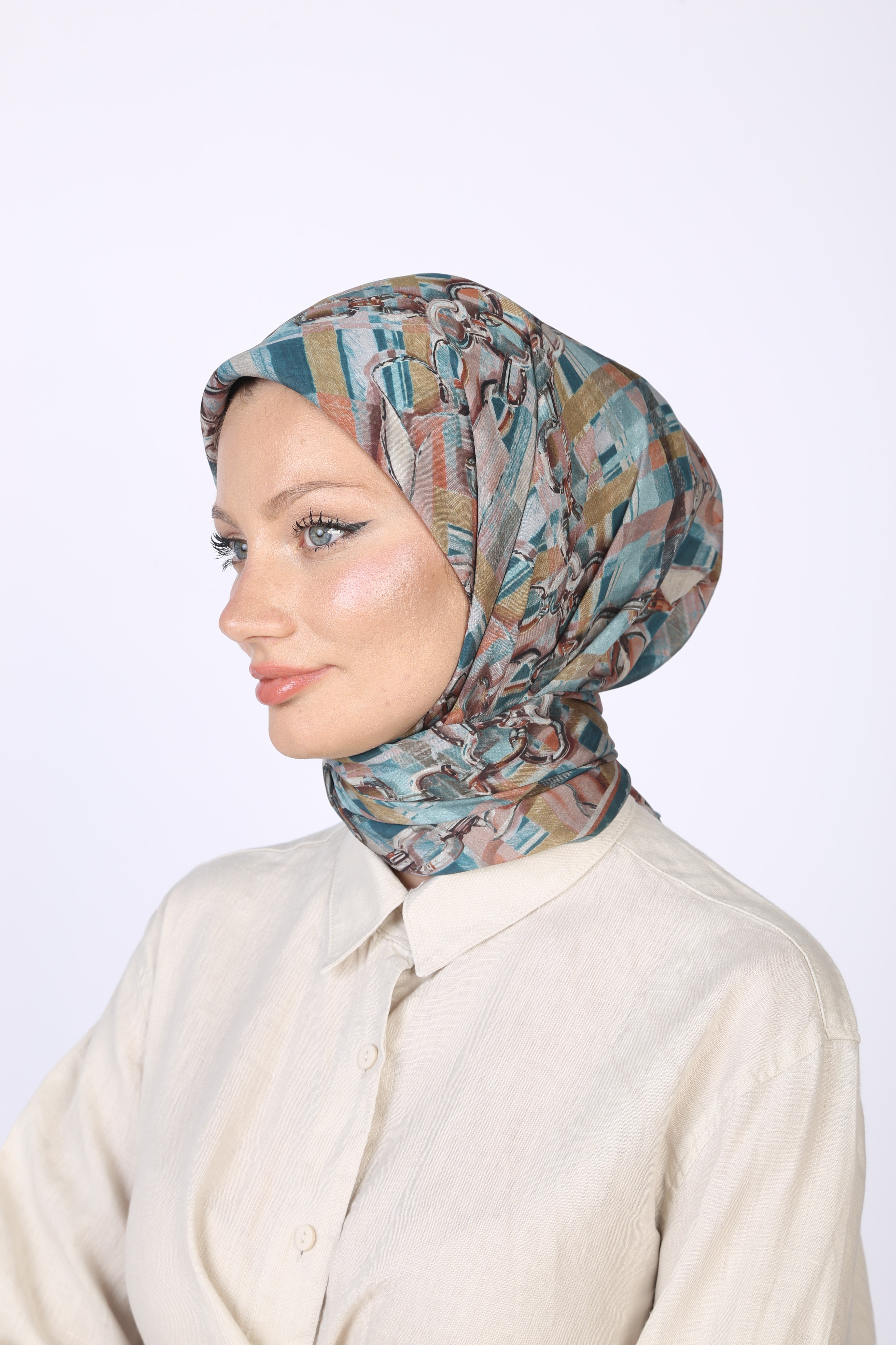 Verona Desen Eşarp Mint Yeşili