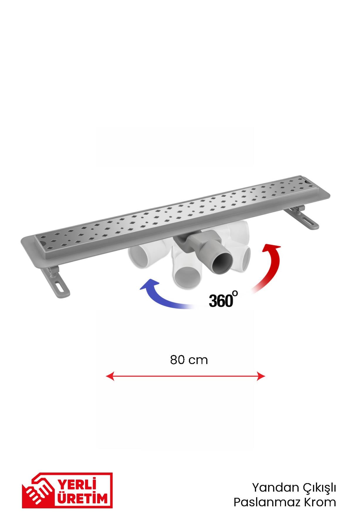Gama 360 Derece Dönerli Paslanmaz Krom Lineer Duş Kanalı 20 cm
