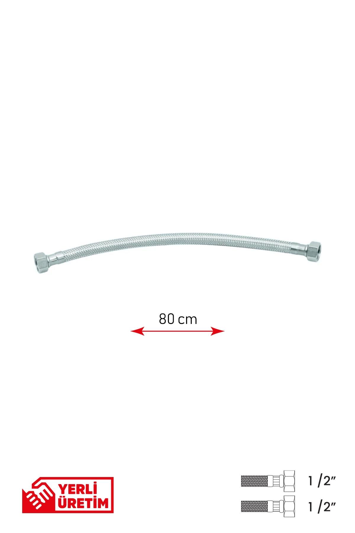 Gama Paslanmaz Çelik Flex Hortum 1/2 - 1/2 Şofben ve Tesisat Bağlantı Hortumu 20 cm