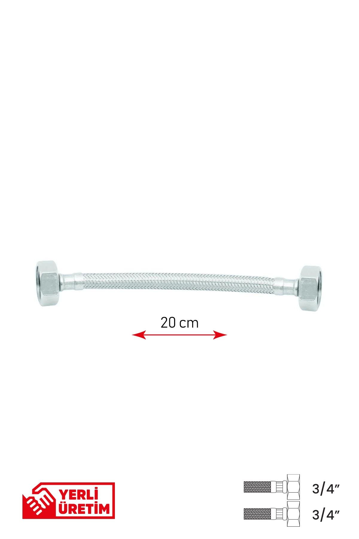 Gama Paslanmaz Çelik Flex Hortum 3/4 - 3/4 Kombi ve Sayaç Bağlantı Hortumu 20 cm