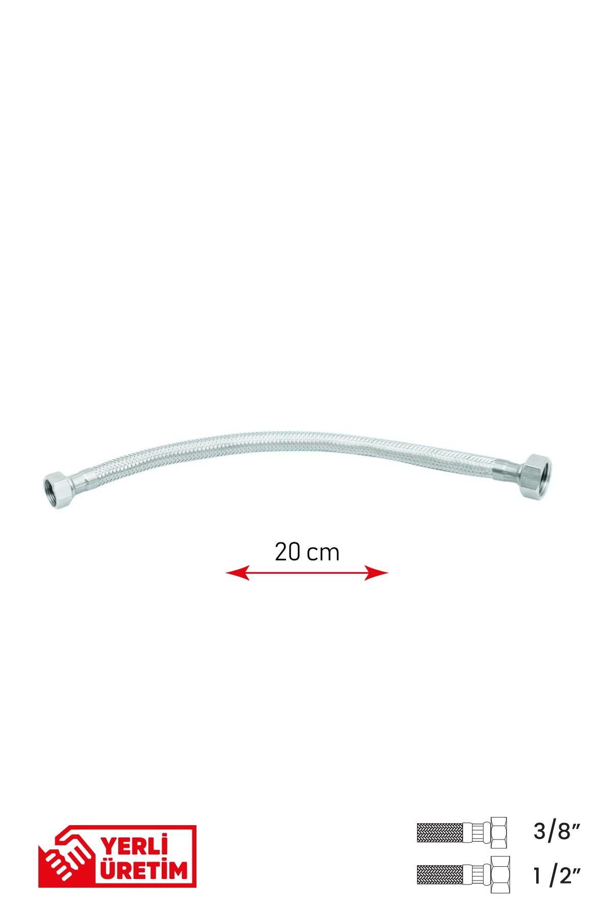 Gama Paslanmaz Çelik Flex Hortum 3/8 - 1/2 Batarya Ara Bağlantı Hortumu 20 cm
