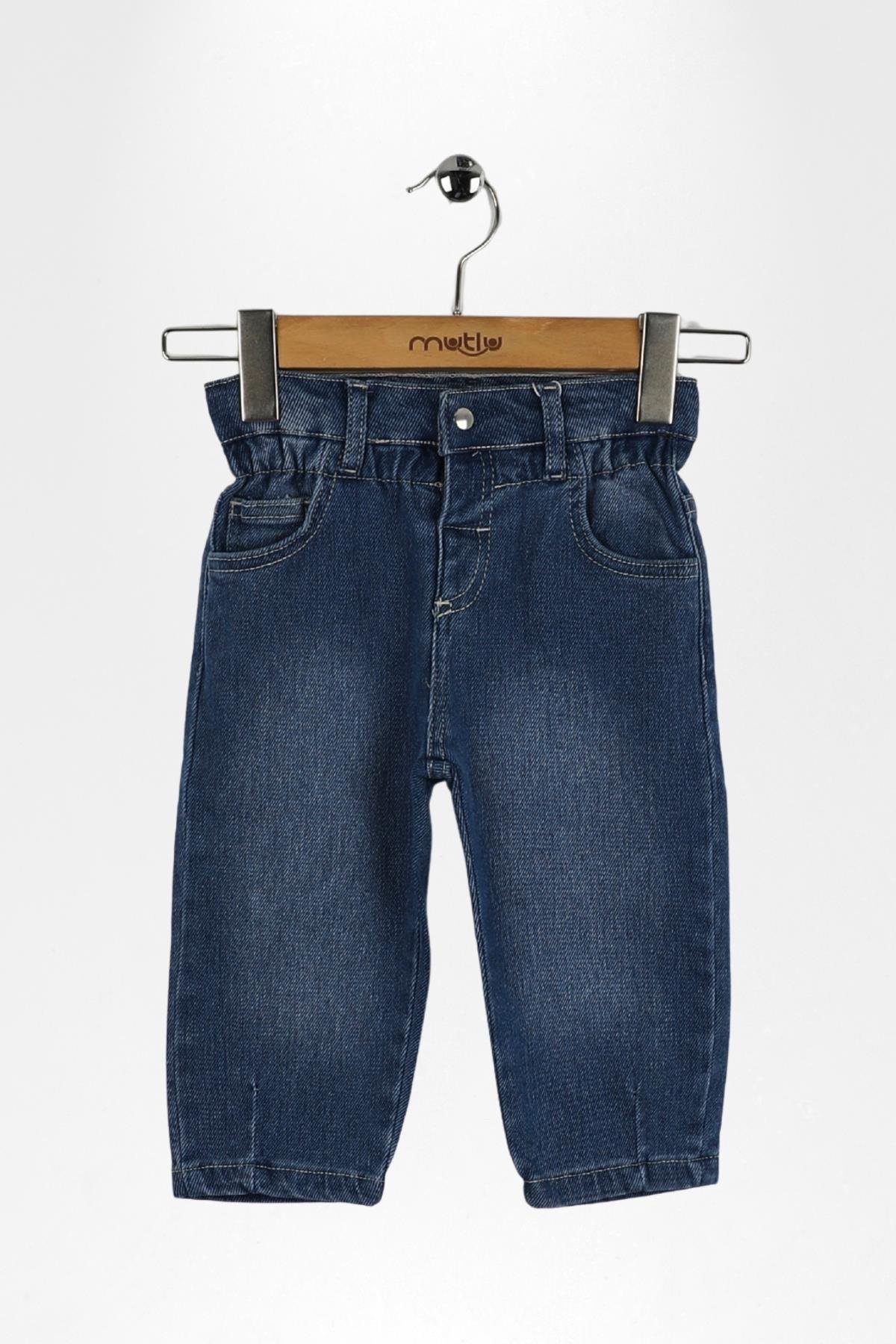 BEL DETAYLI KIZ KOT PANTOLON