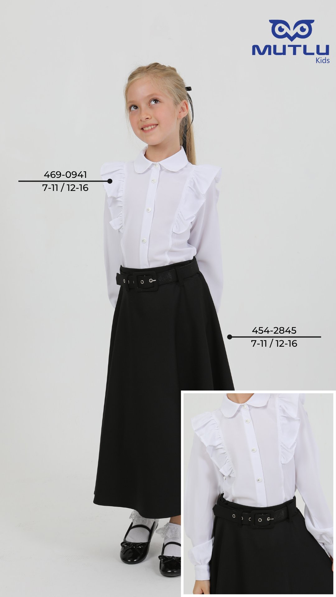 BÜZGÜ PARÇALI KIZ OKUL GÖMLEK