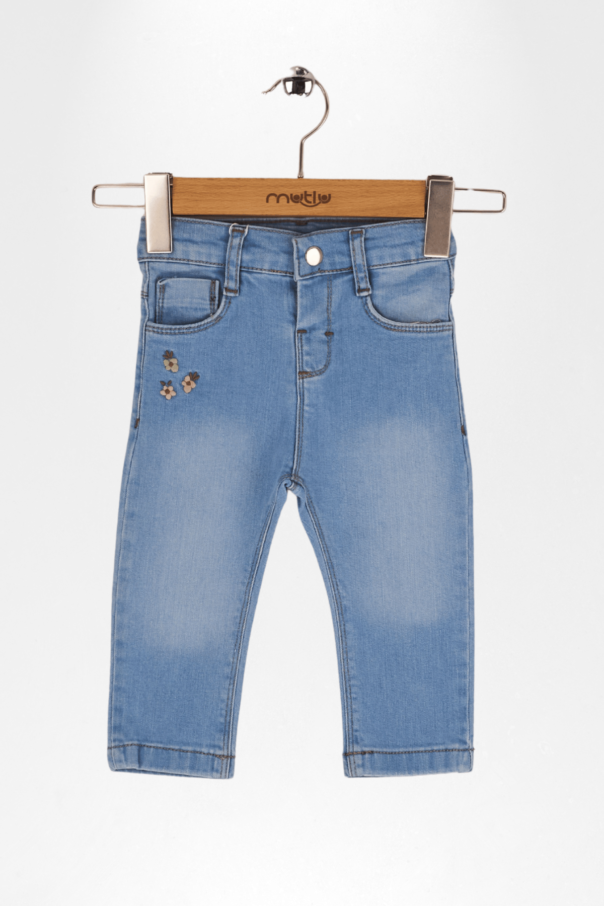 ÇİÇEK NAKIŞLI KIZ KOT PANTOLON