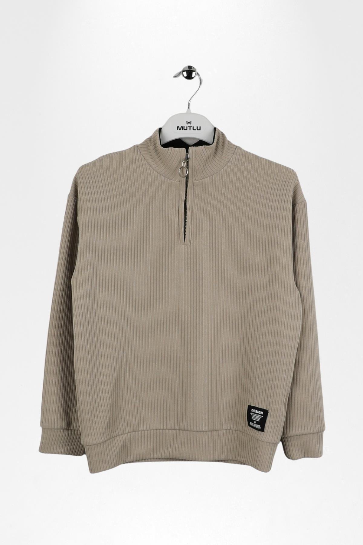 DİK YAKA JAKARLI ERKEK SWEATSHIRT