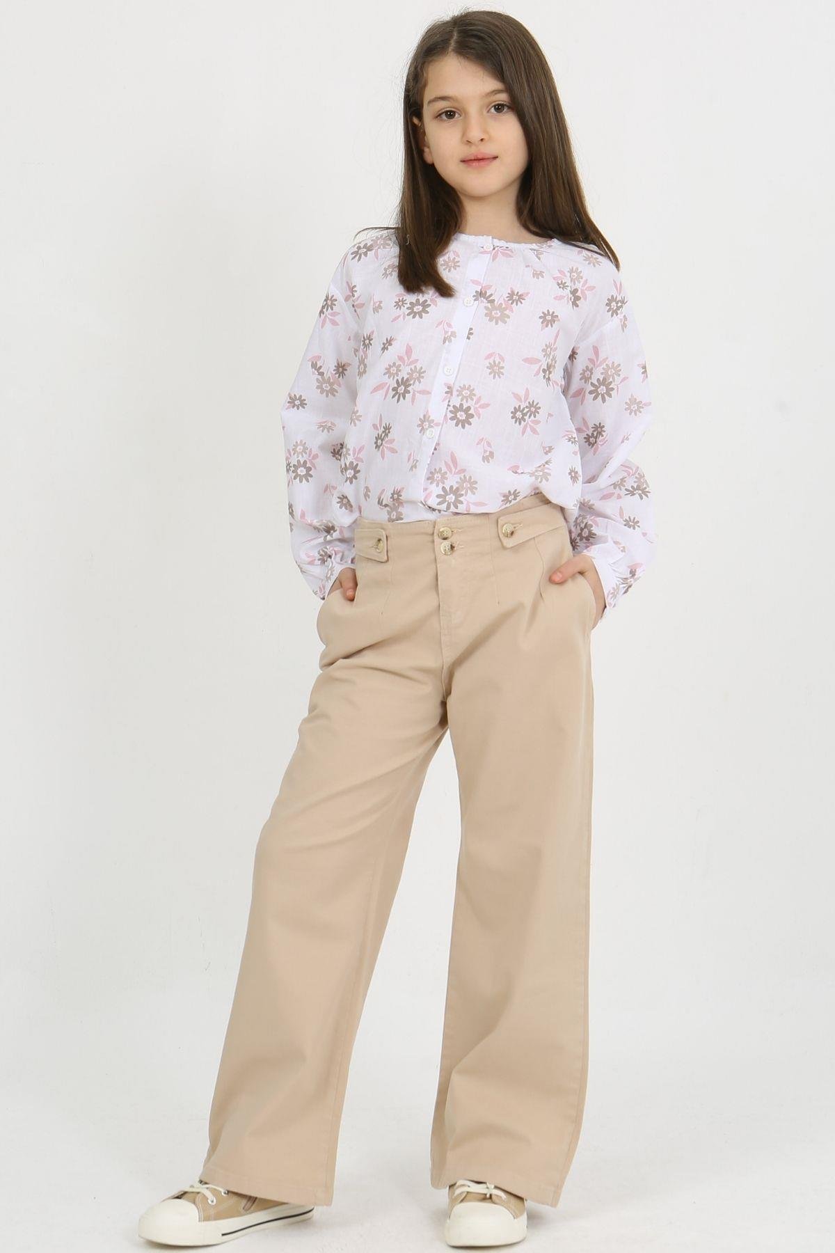 KEMER BANTLI PENSLİ KIZ PANTOLON