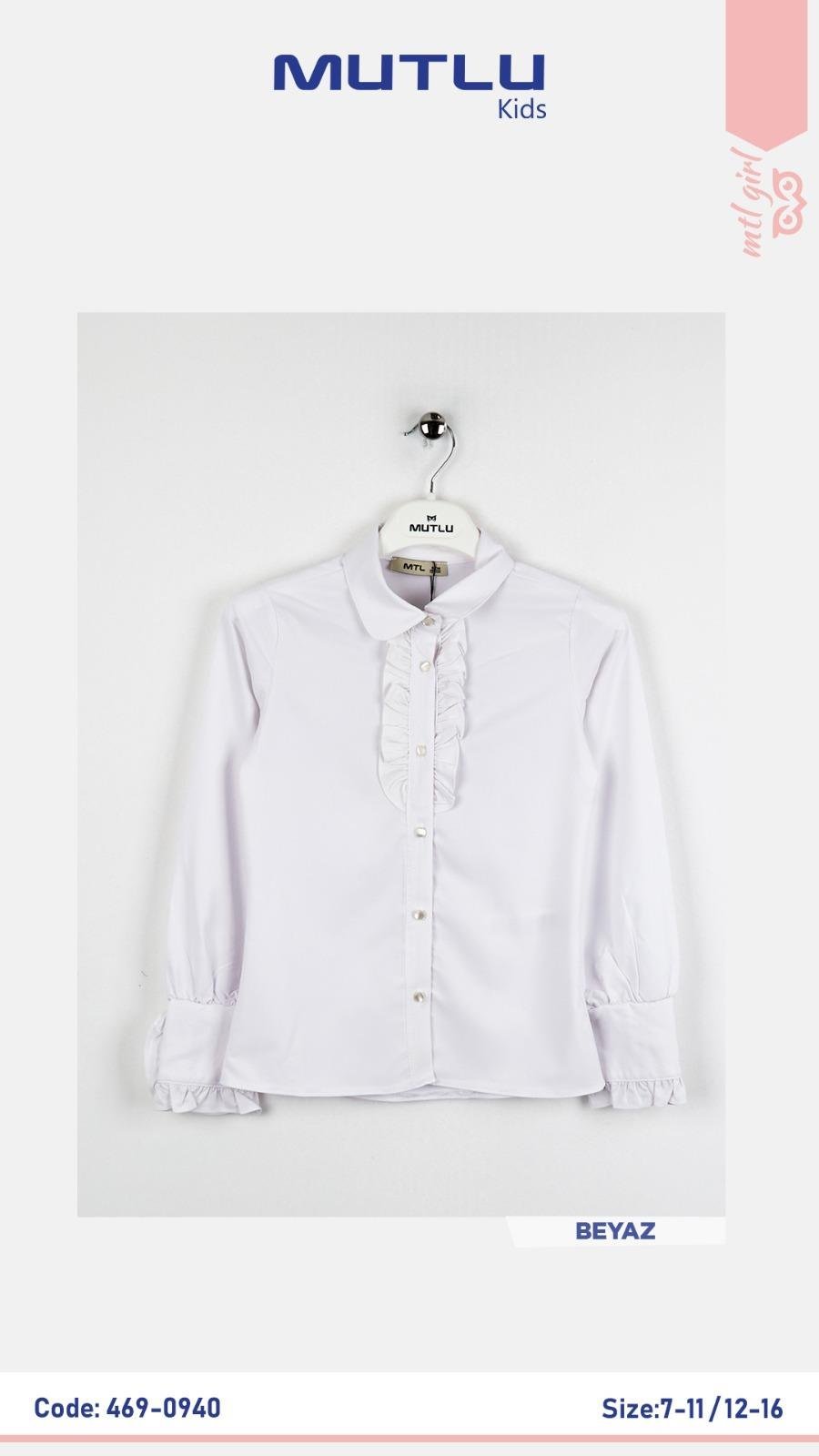 YARIM PAT FIRFIRLI KIZ OKUL GÖMLEK