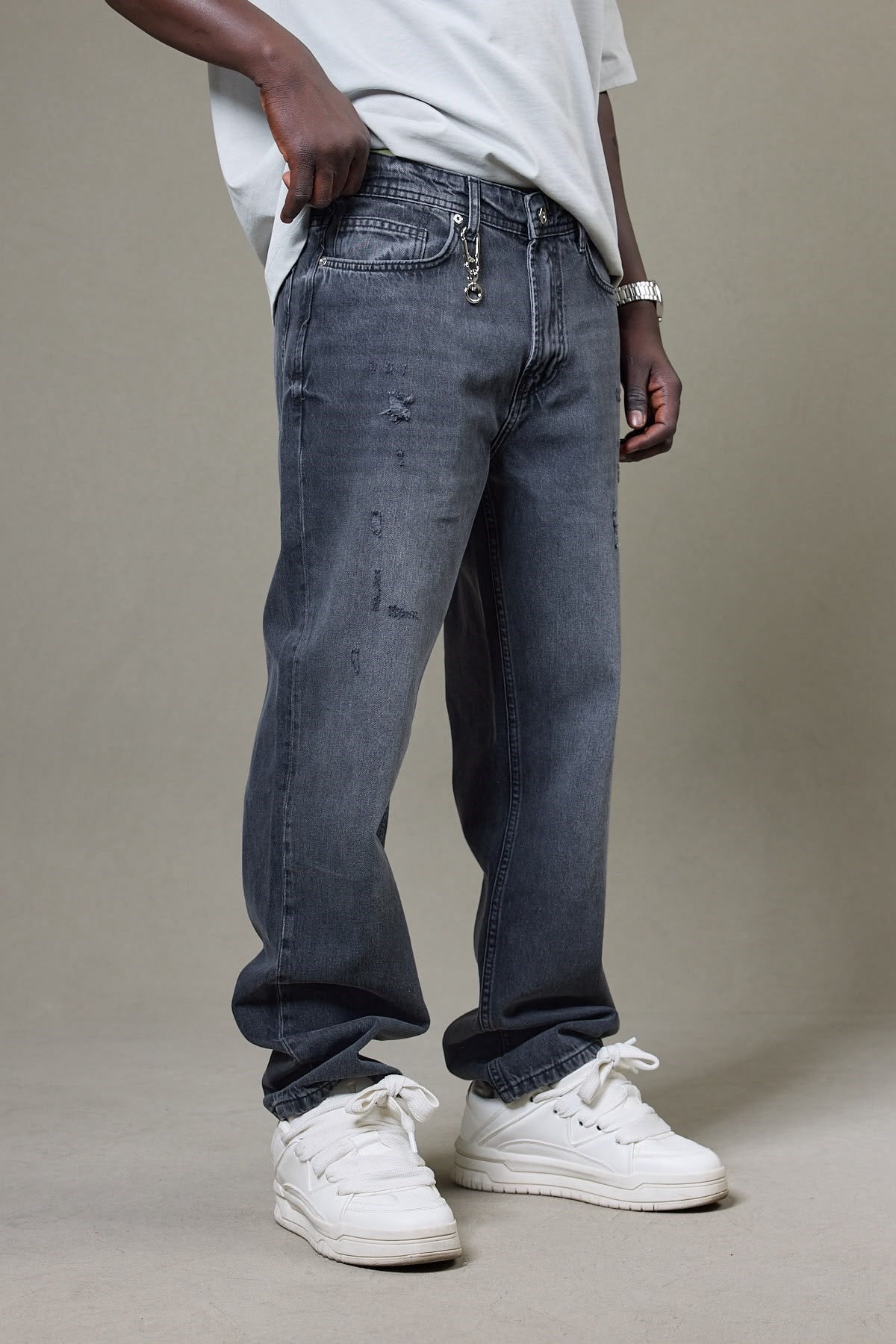 ANTRASİT YIRTIK DETAYLI BAGGY PANTOLON 5192-6