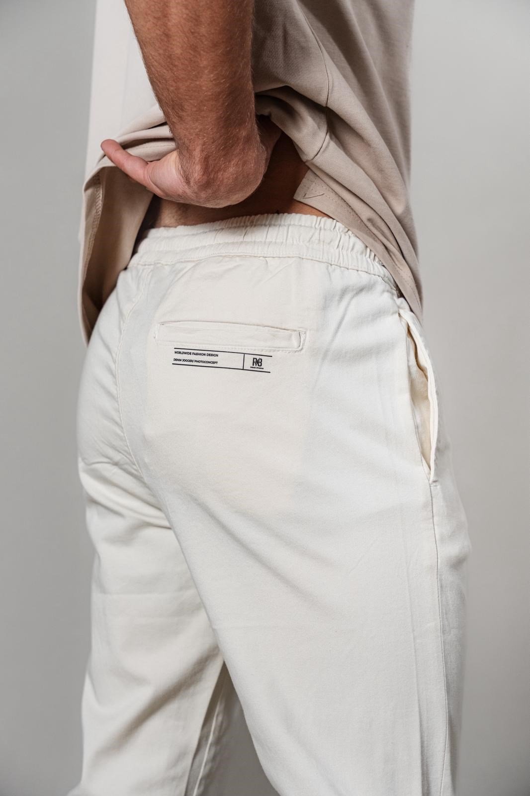 BEYAZ GABARDIN JOGGER PANTOLON 3993-2