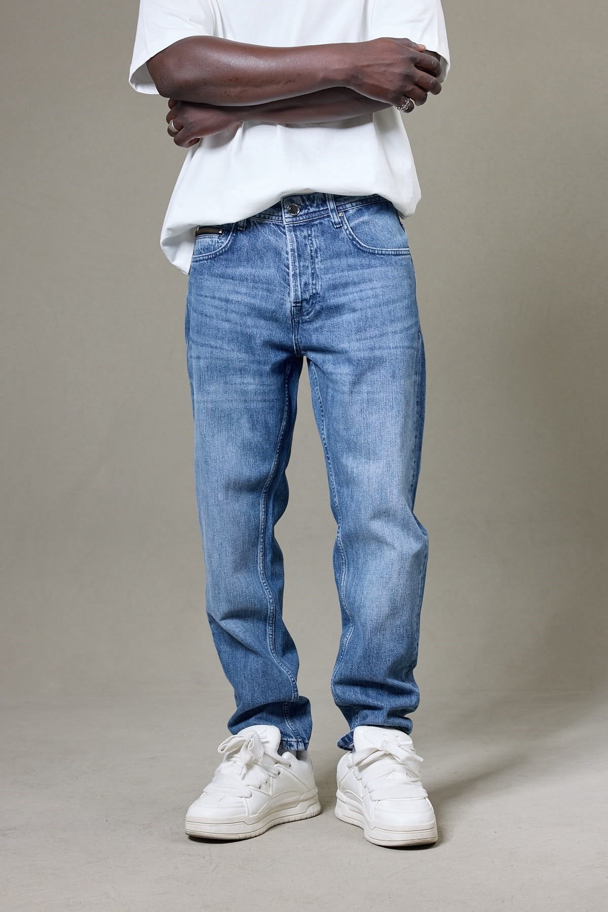 FERMUAR DETAYLI MAVİ BOYFRİEND PANTOLON 5188