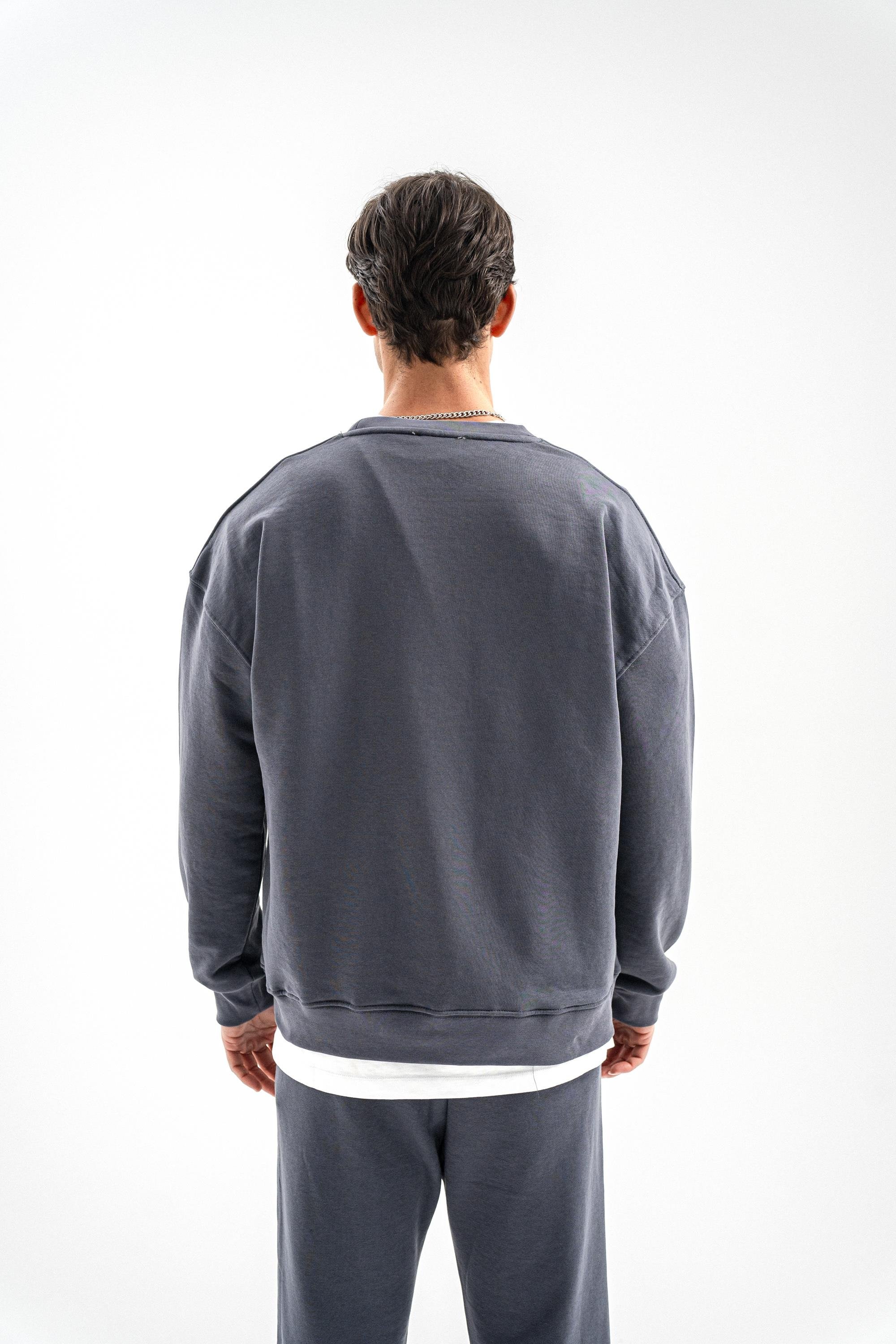 FÜME BİSİKLET YAKA SWEATSHIRT
