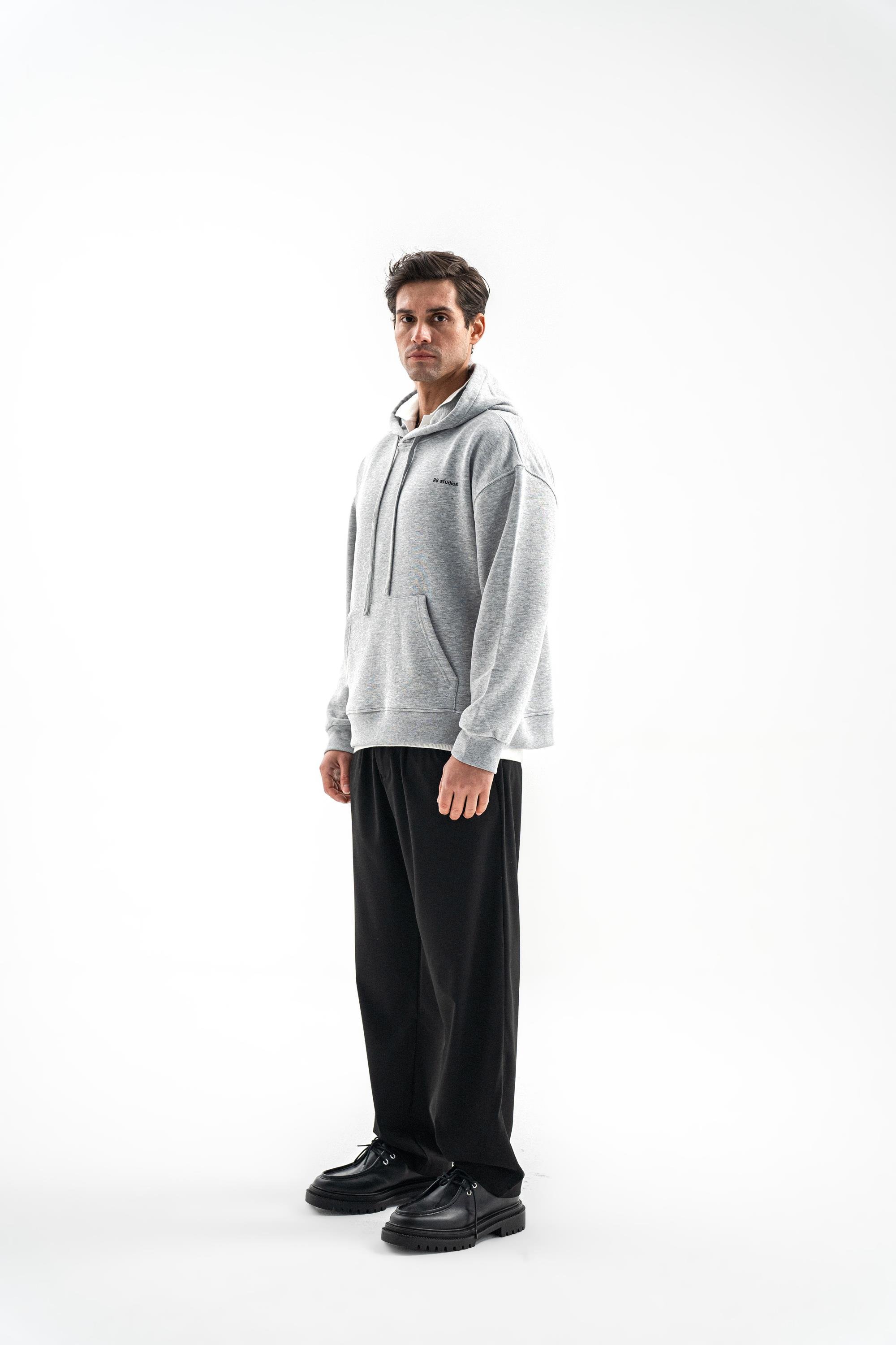 GRİ KAPÜŞONLU OVERSIZE SWEATSHIRT