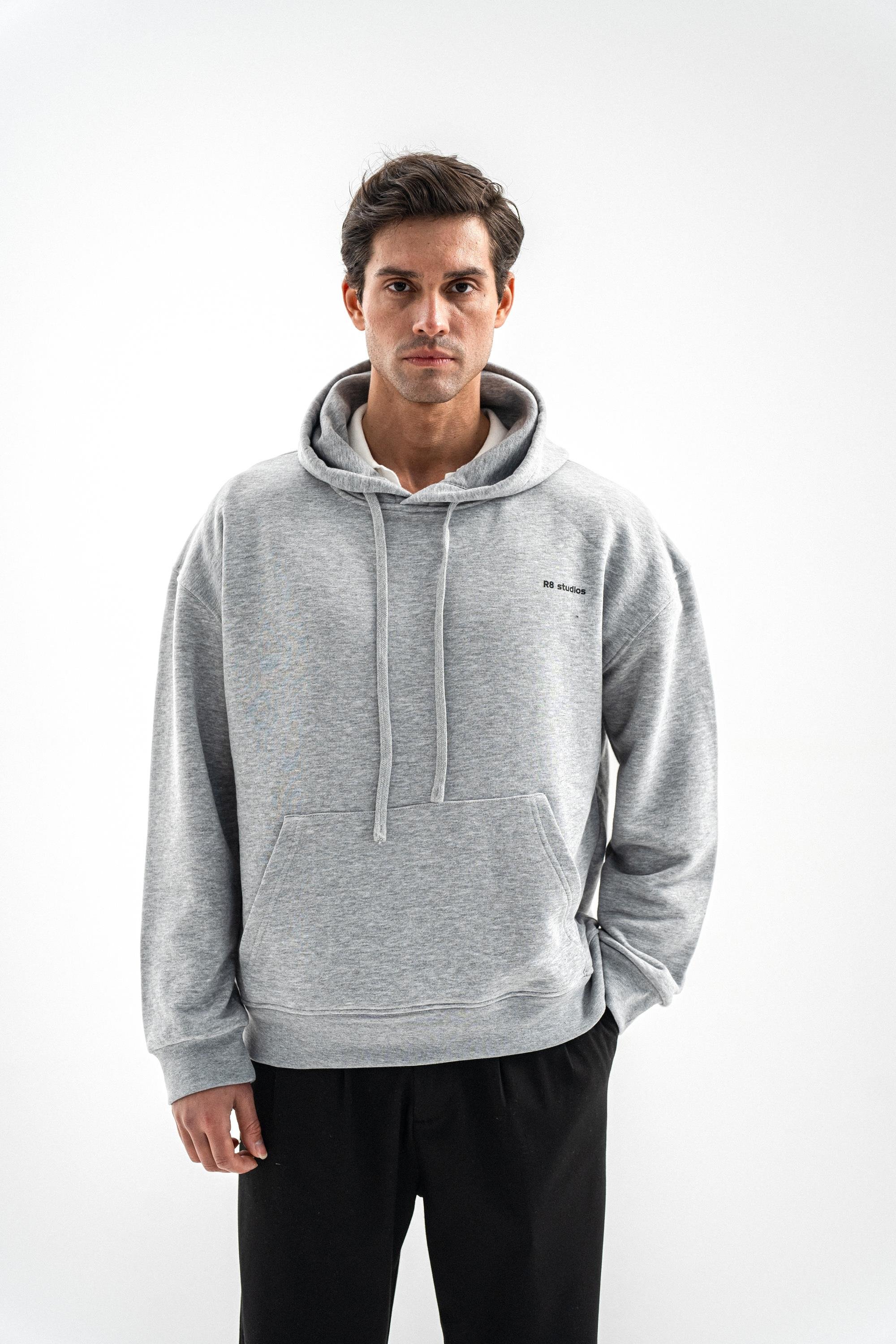 GRİ KAPÜŞONLU OVERSIZE SWEATSHIRT